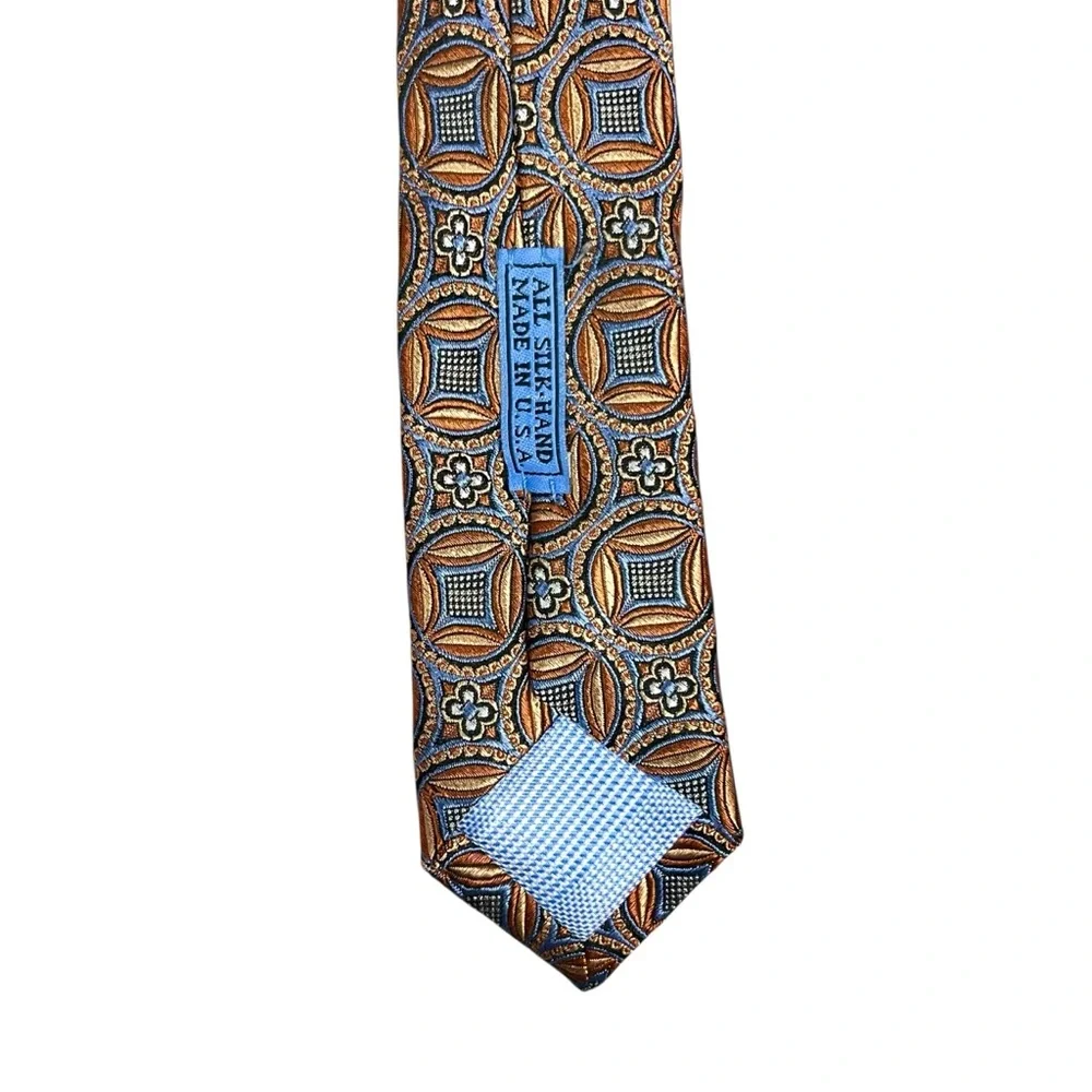 JZ Richards 100% Silk Neck Tie Men's Extra Long‎ Copper Blue Suit Business Tie
